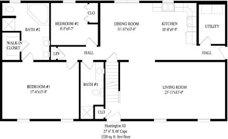 Huntington III Modular Home Floor Plan First Floor